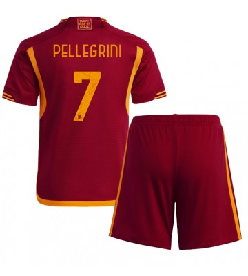 AS Roma Lorenzo Pellegrini #7 Hemmaställ Barn 2023-24 Kortärmad (+ Korta byxor)
